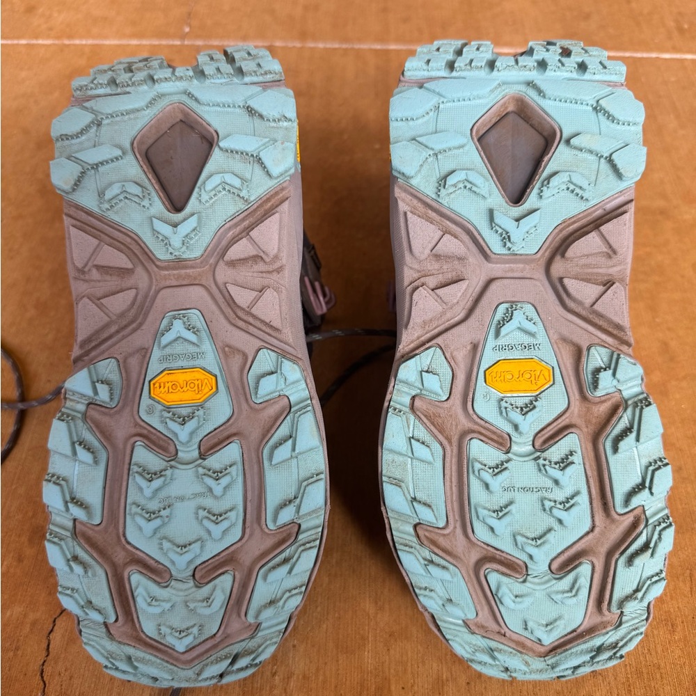Hoka One One Gray and Teal Athletic Shoes - Picture 2 of 8